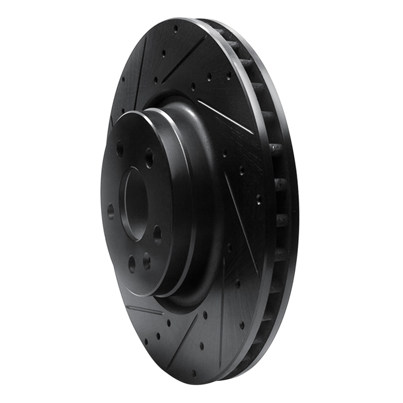 Tesla Model S Brake Rotor (1) - Front Left - R1 Concepts - Drilled & Slotted - Black - `12-`21